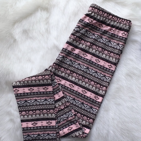 Tribal Pink Pattern Stretch Leggings - Picture 2 of 10
